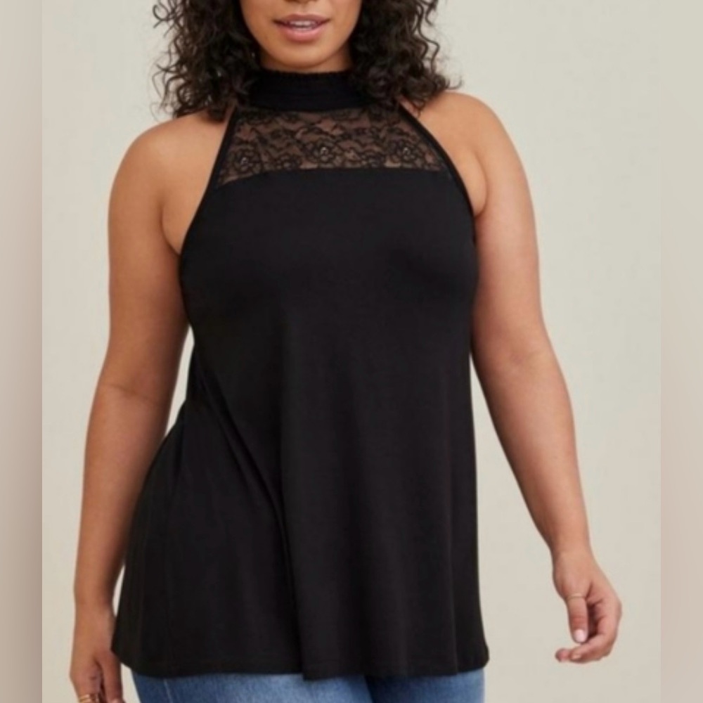 Super Soft by Torrid Knit High Collar Tank Top Lace Inset Women’s Sz 2X VGUC